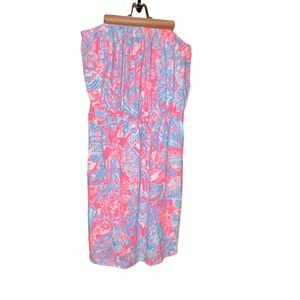 LILLY PULITZER PINK SUN RAY SUMMER SIREN WINDSOR DRESS tube strapless XL